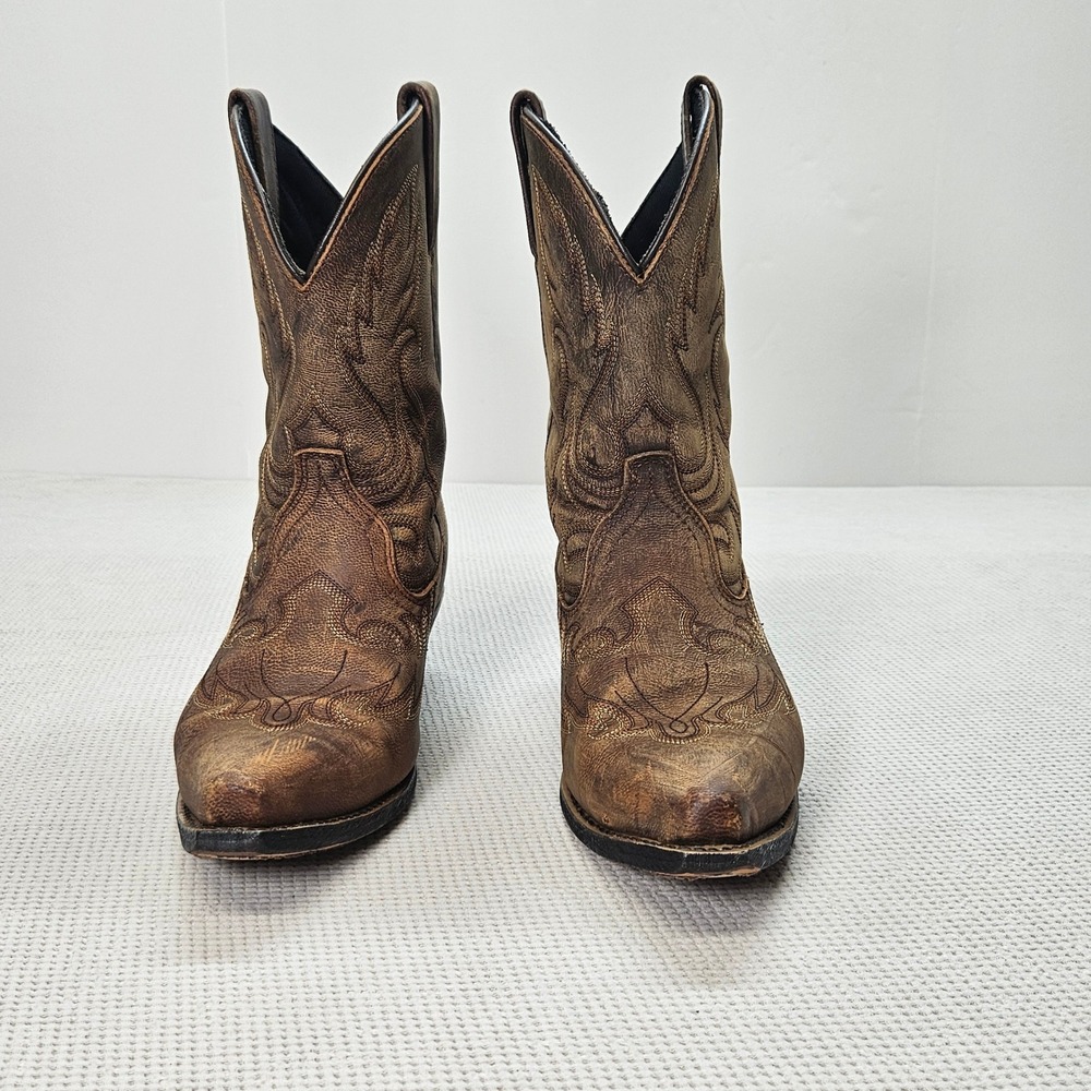 Laredo 52094 Womens Brown Distressed Leather Snip Toe Western Cowboy Boots 10M - Picture 4 of 16